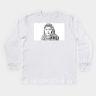 MALALA FREE AS A BIRD TEXT DESIGN Kids Long Sleeve T-Shirt